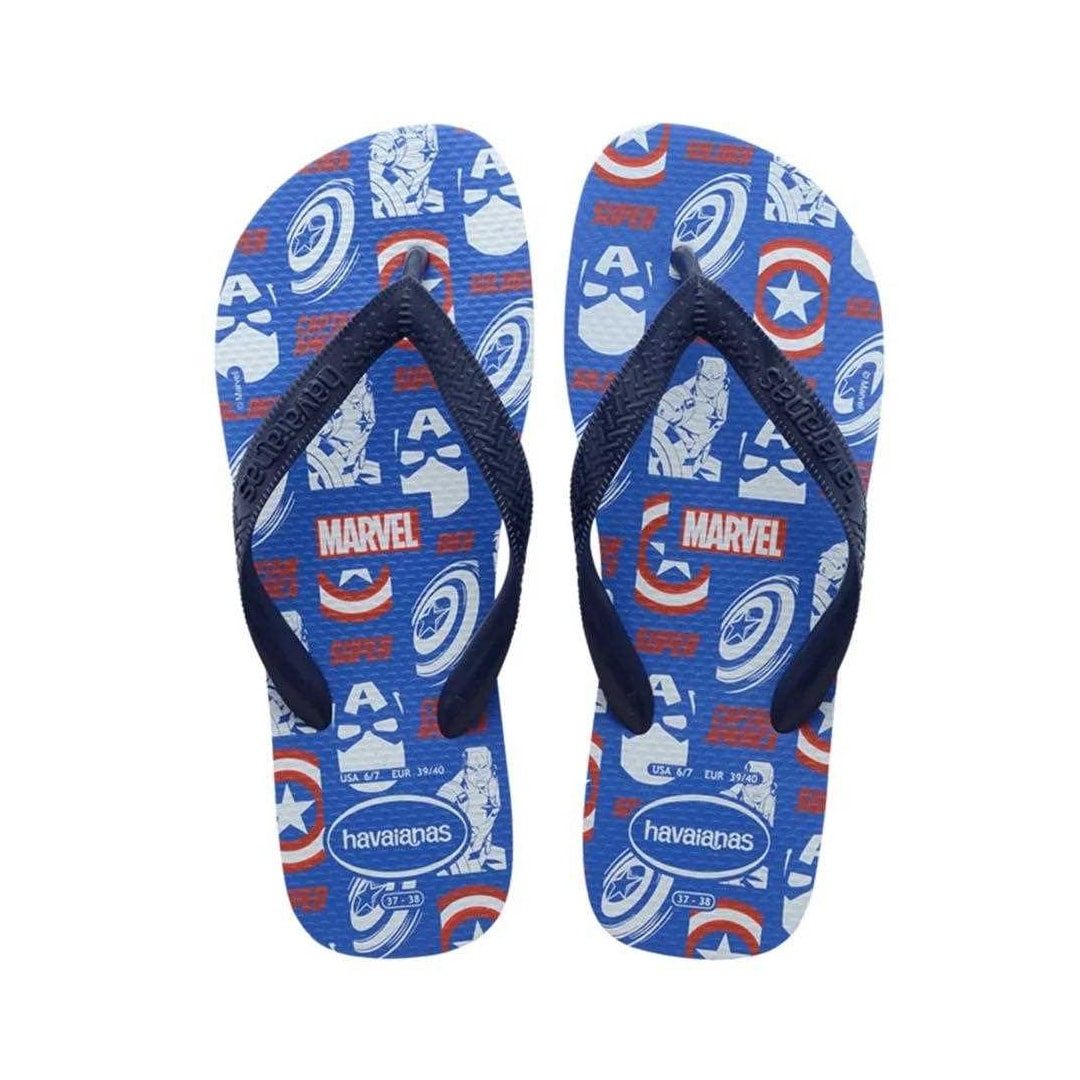 Chinelo Havaianas Masculino Top Marvel Logomania Azul Estrela