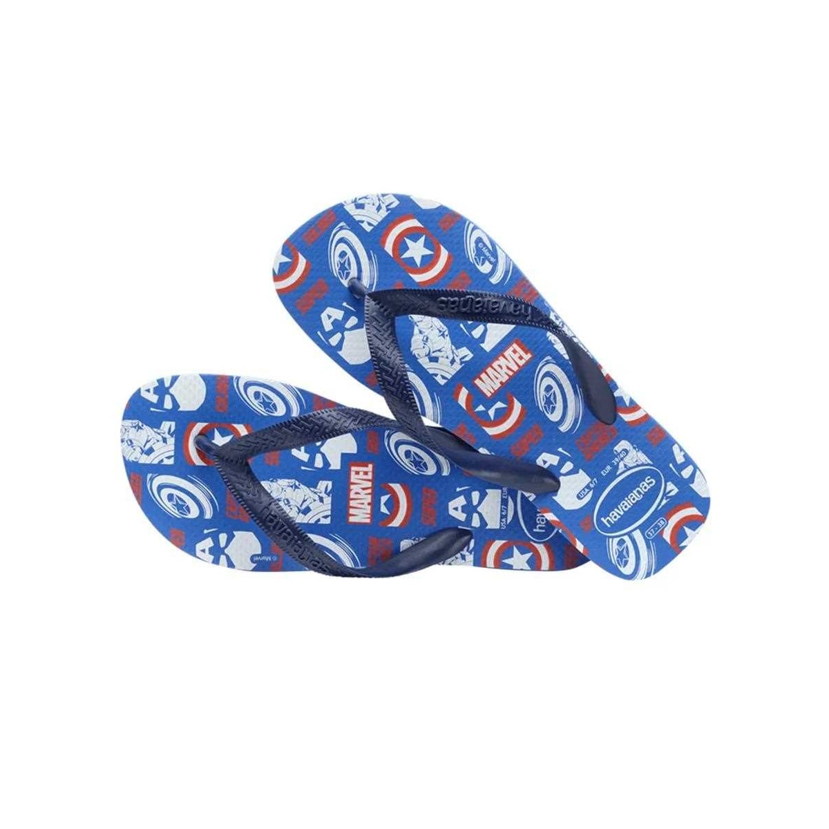 Chinelo Havaianas Masculino Top Marvel Logomania Azul Estrela Chinelo Havaianas Masculino Top Marvel Logomania Azul Estrela
