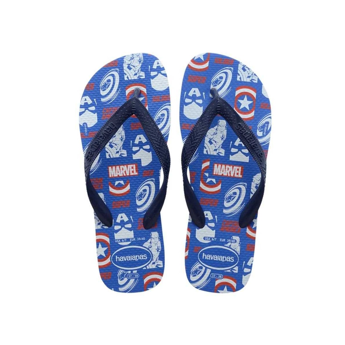 Chinelo Havaianas Masculino Top Marvel Logomania Azul Estrela Chinelo Havaianas Masculino Top Marvel Logomania Azul Estrela