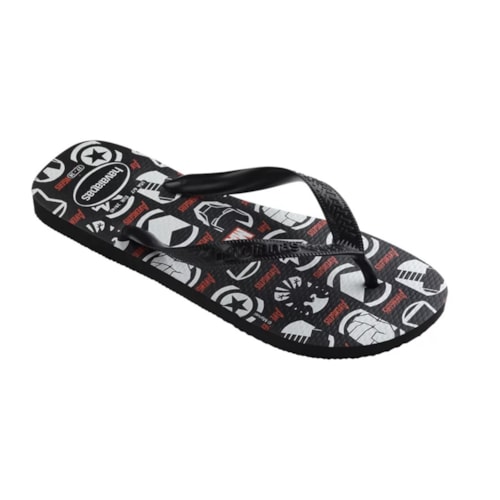 Chinelo Havaianas Masculino Top Marvel Logomania Preto