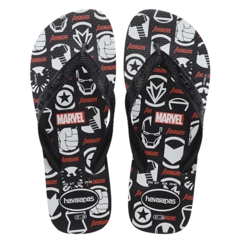 Chinelo Havaianas Masculino Top Marvel Logomania Preto