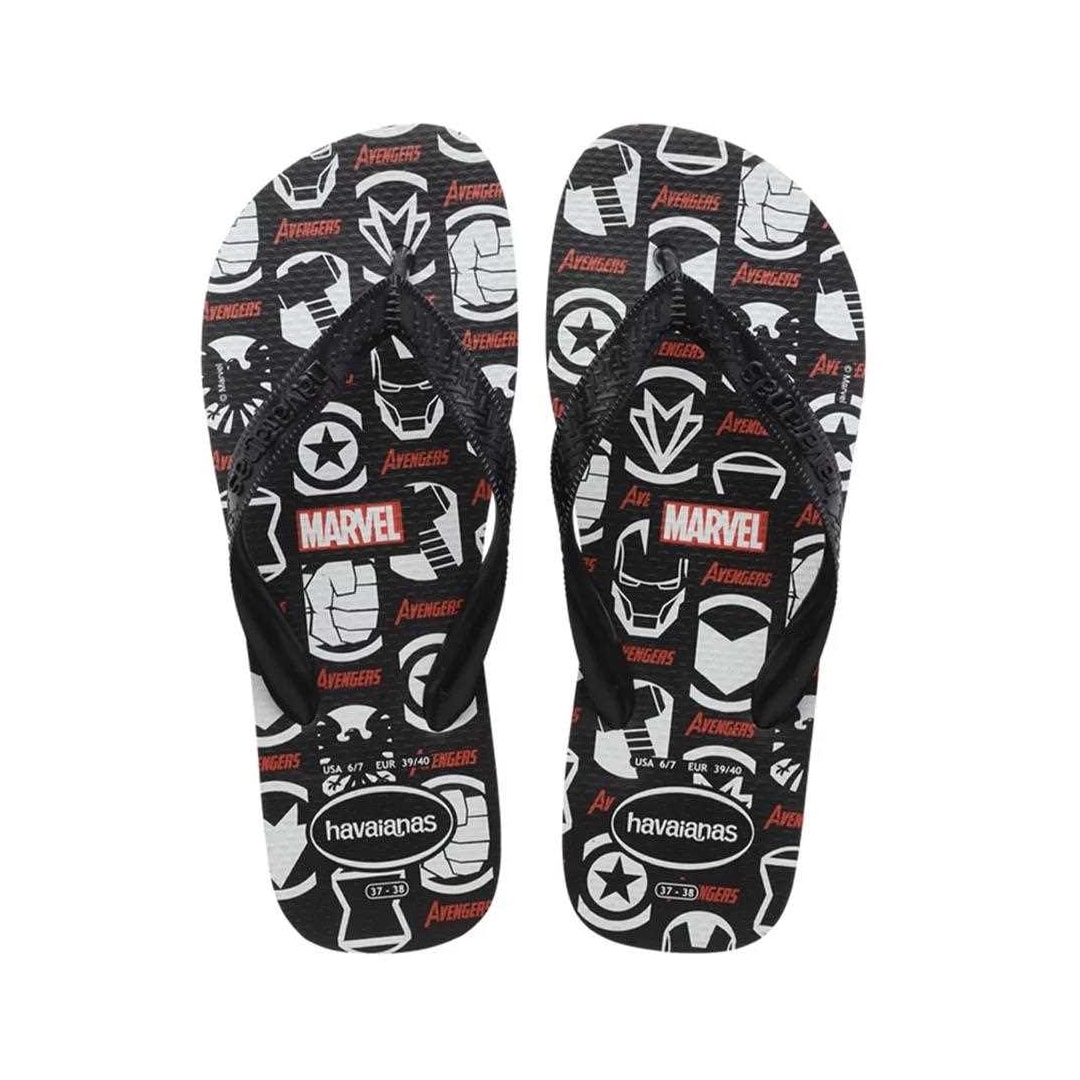 Chinelo Havaianas Masculino Top Marvel Logomania Preto