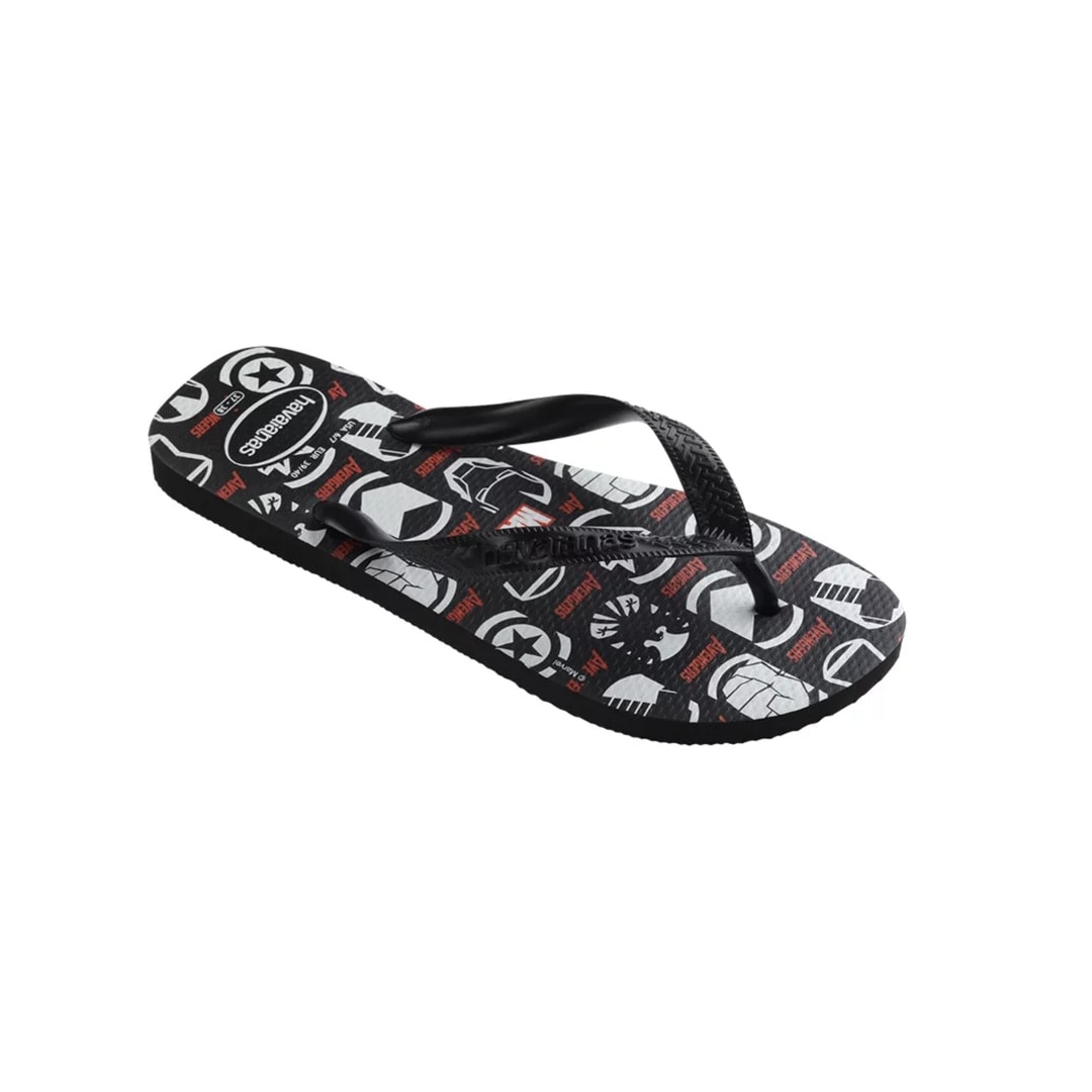 Chinelo Havaianas Masculino Top Marvel Logomania Preto Chinelo Havaianas Masculino Top Marvel Logomania Preto