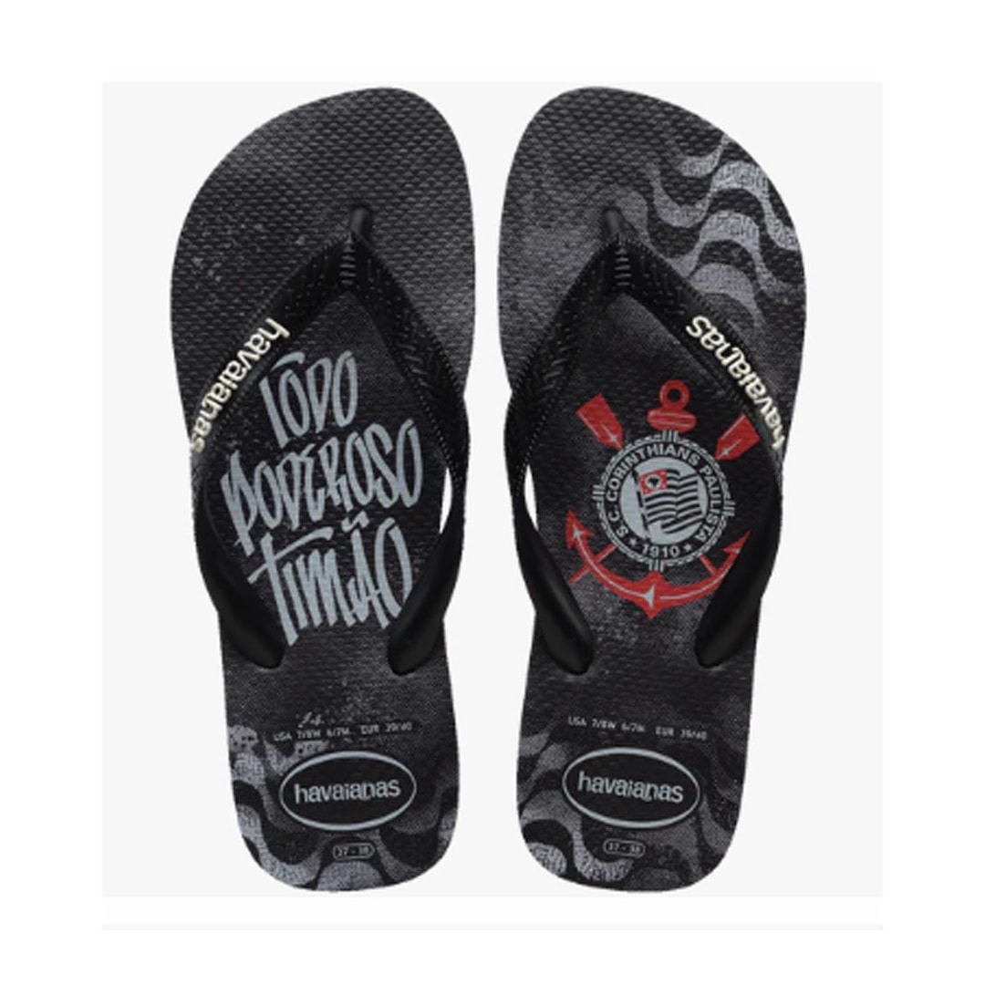 Chinelo Havaianas Masculino Top Times Corinthians Preto