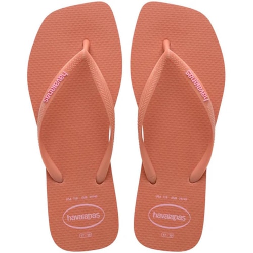 Chinelo Havaianas Slim Logo Popup Square Rosa Clay