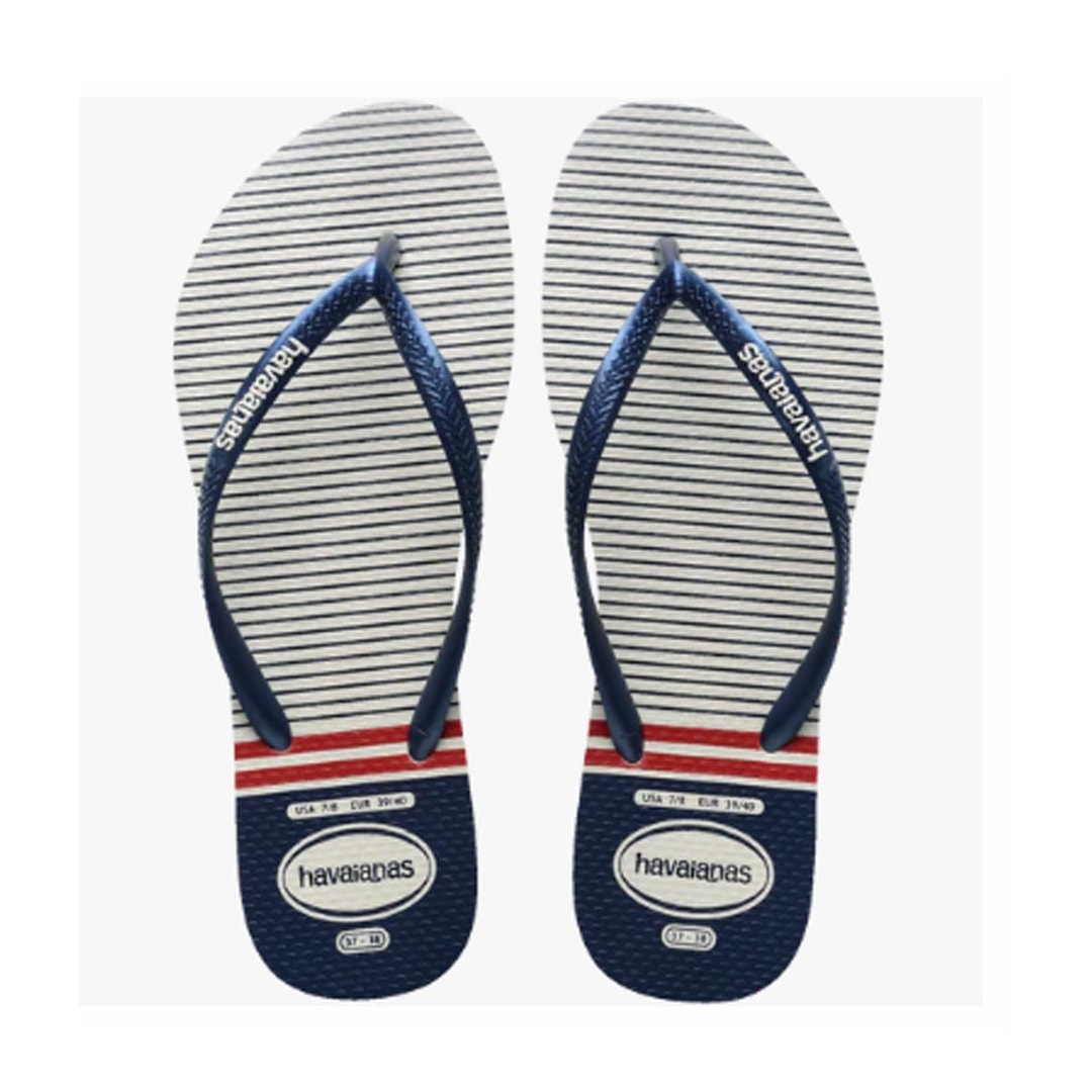 Chinelo Havaianas Slim Nautical Branco/Marinho
