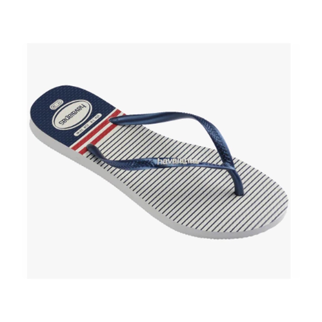 Chinelo Havaianas Slim Nautical Branco/Marinho