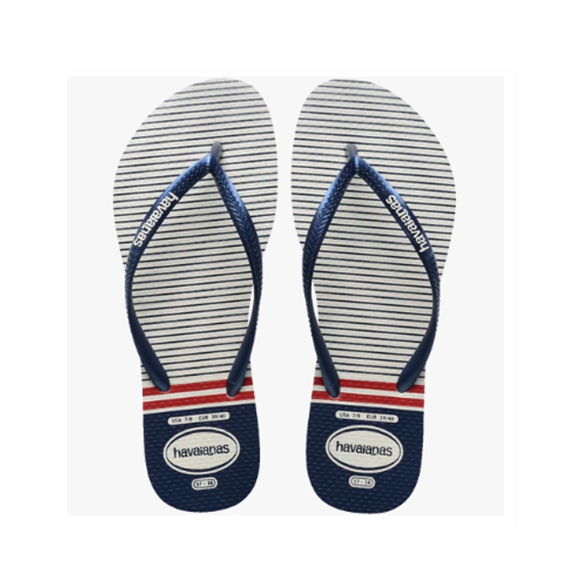 Chinelo Havaianas Slim Nautical Branco/Marinho Chinelo Havaianas Slim Nautical Branco/Marinho