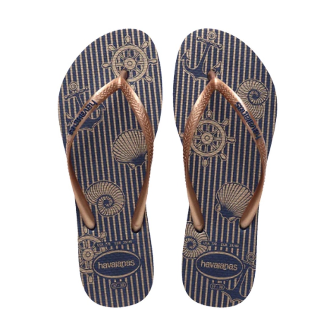 Chinelo Havaianas Slim Nautical Marinho/Rose Gold Chinelo Havaianas Slim Nautical Marinho/Rose Gold