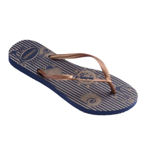 Detalhe - Chinelo Havaianas Slim Nautical Marinho/Rose Gold