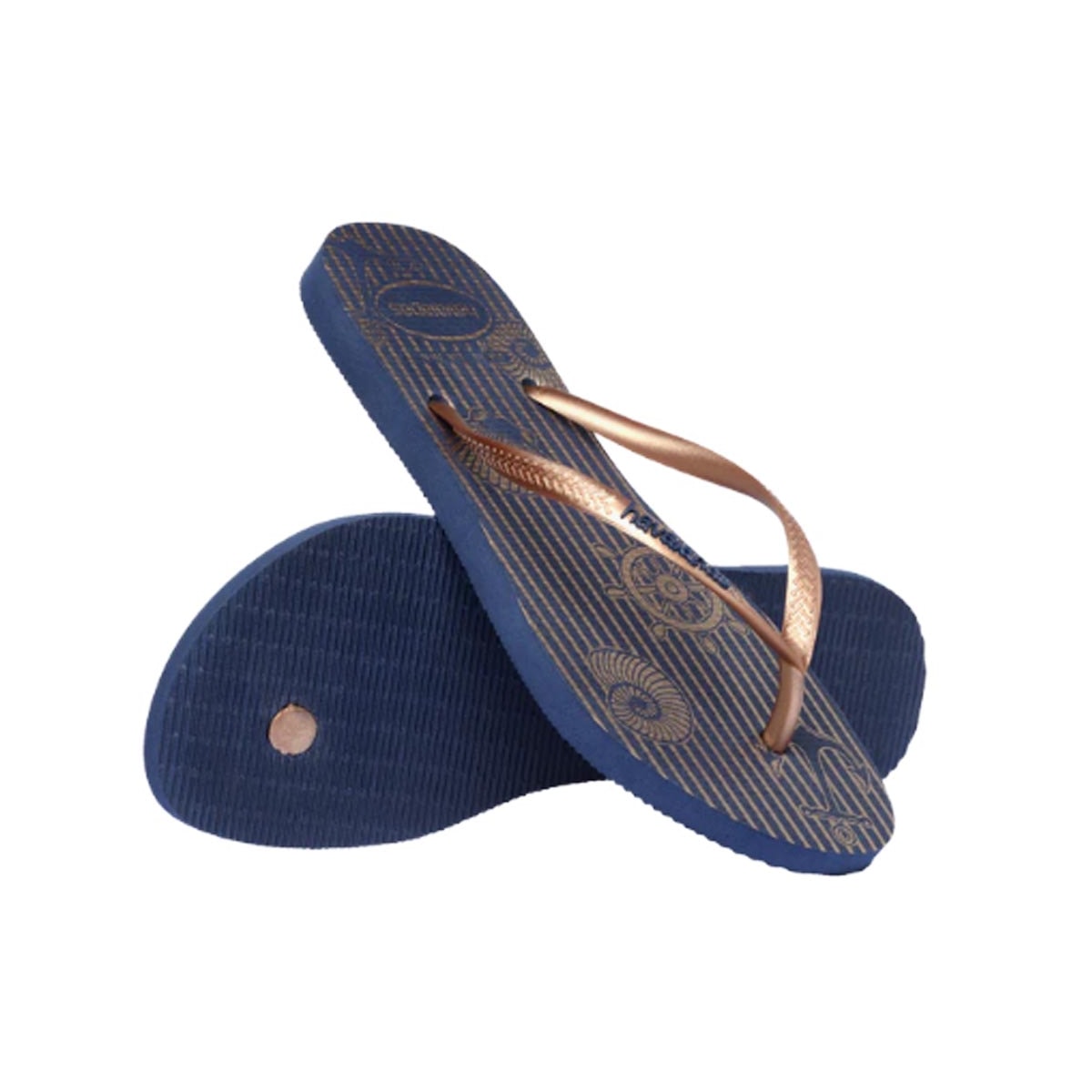 Chinelo Havaianas Slim Nautical Marinho/Rose Gold