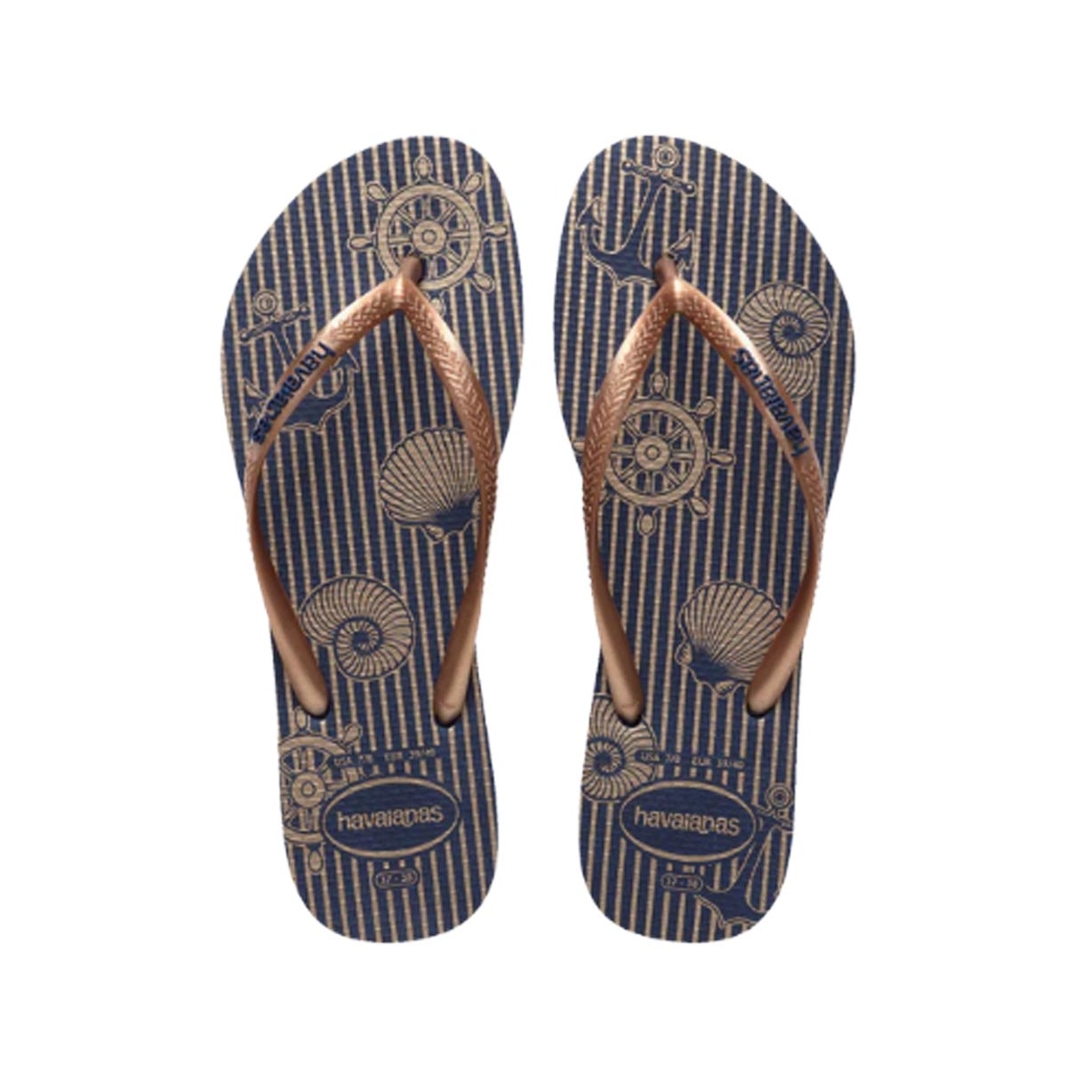 Chinelo Havaianas Slim Nautical Marinho/Rose Gold Chinelo Havaianas Slim Nautical Marinho/Rose Gold
