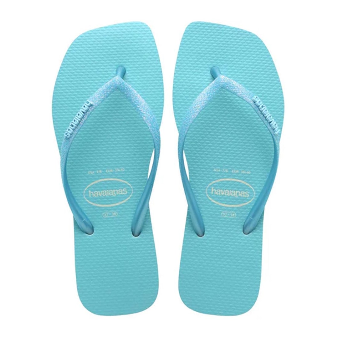Chinelo Havaianas Slim Square Glitter Neon Azul Neon