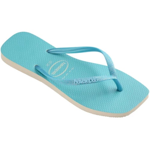 Detalhe - Chinelo Havaianas Slim Square Glitter Neon Azul Neon