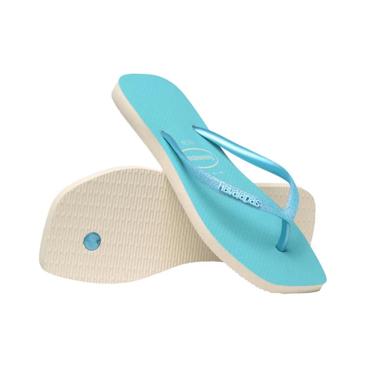 Chinelo Havaianas Slim Square Glitter Neon Azul Neon Chinelo Havaianas Slim Square Glitter Neon Azul Neon