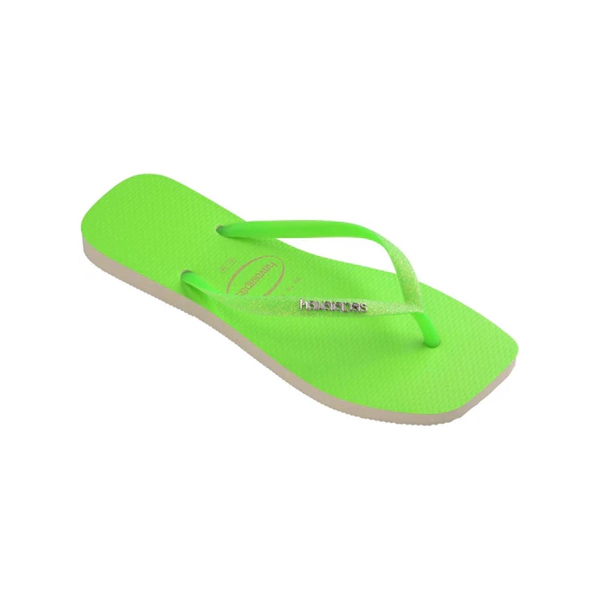 Chinelo Havaianas Slim Square Glitter Neon Bege Chinelo Havaianas Slim Square Glitter Neon Bege