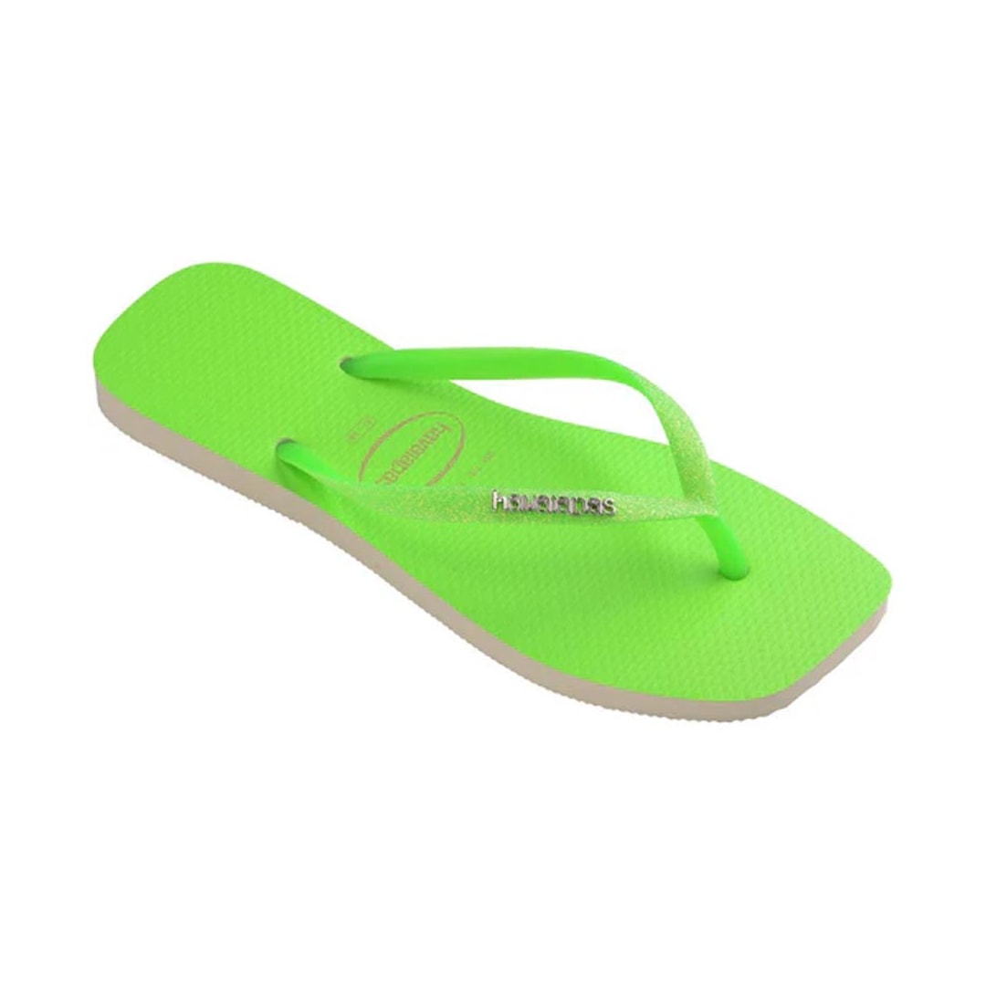 Chinelo Havaianas Slim Square Glitter Neon Bege