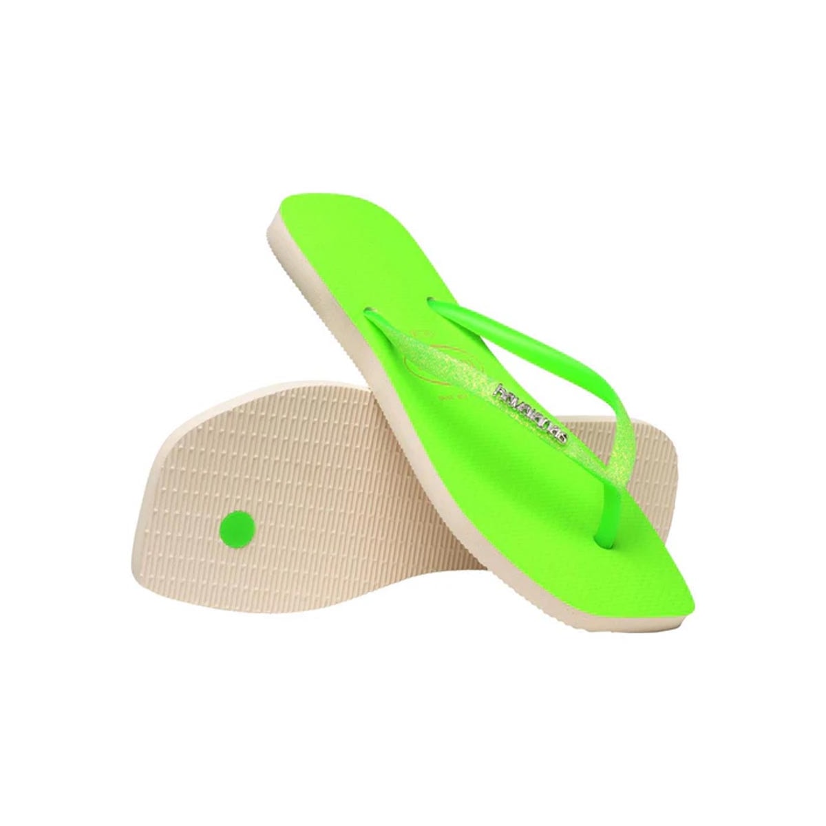 Chinelo Havaianas Slim Square Glitter Neon Bege Chinelo Havaianas Slim Square Glitter Neon Bege
