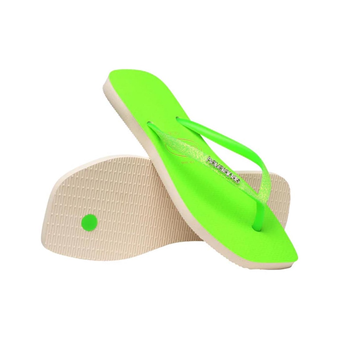 Chinelo Havaianas Slim Square Glitter Neon Bege Chinelo Havaianas Slim Square Glitter Neon Bege