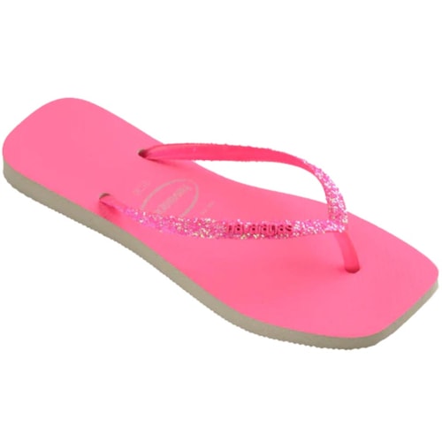 Detalhe - Chinelo Havaianas Slim Square Glitter Neon Pink Neon