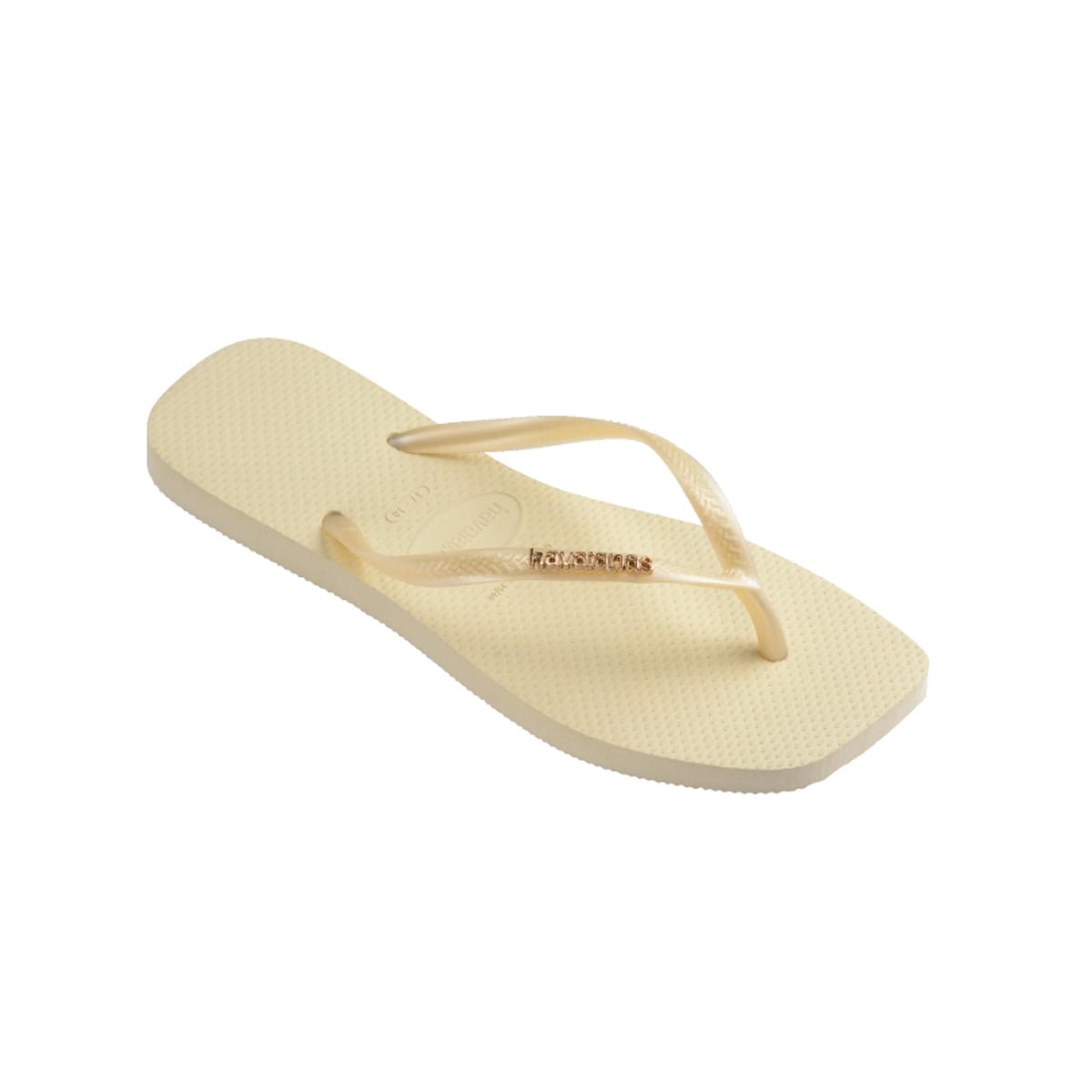 Chinelo Havaianas Slim Square Logo Metallic Buttercream Chinelo Havaianas Slim Square Logo Metallic Buttercream