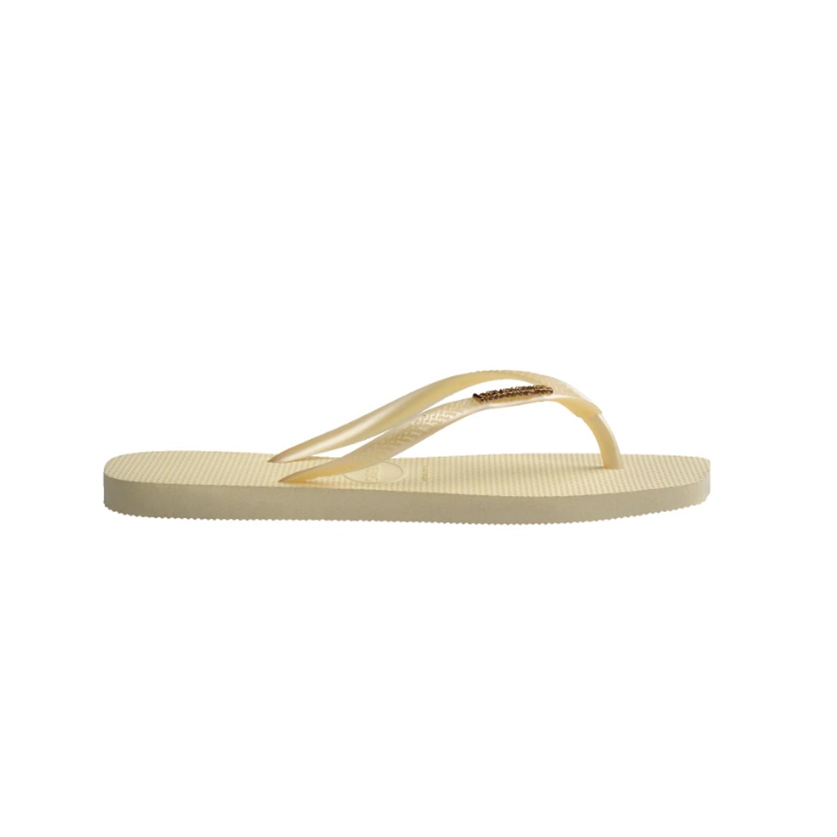 Chinelo Havaianas Slim Square Logo Metallic Buttercream Chinelo Havaianas Slim Square Logo Metallic Buttercream