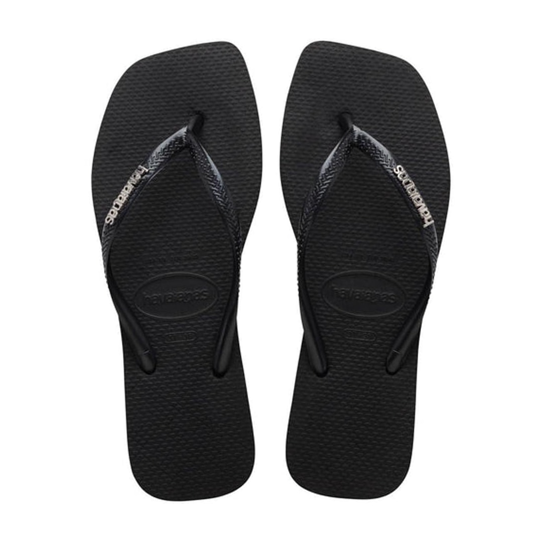 Chinelo Havaianas Slim Square Logo Metallic Preto Chinelo Havaianas Slim Square Logo Metallic Preto