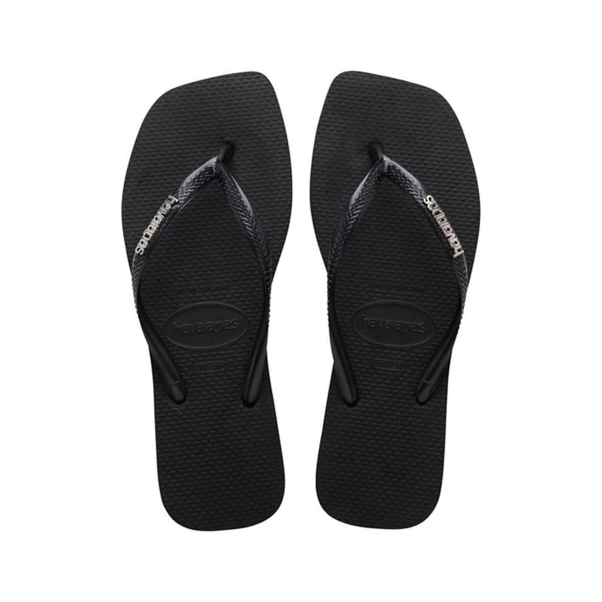 Chinelo Havaianas Slim Square Logo Metallic Preto Chinelo Havaianas Slim Square Logo Metallic Preto
