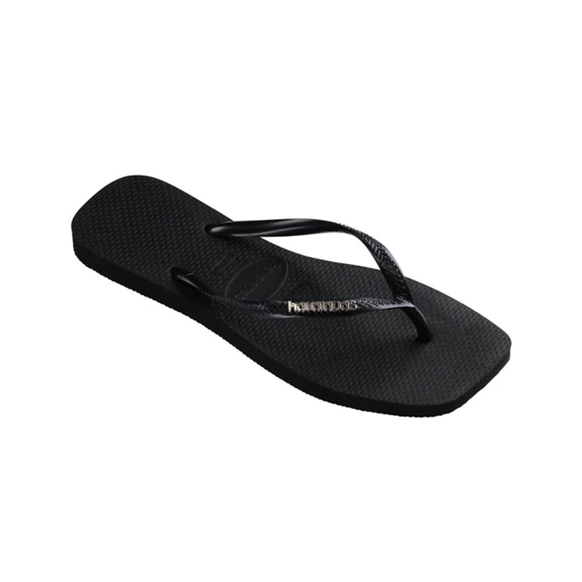 Chinelo Havaianas Slim Square Logo Metallic Preto