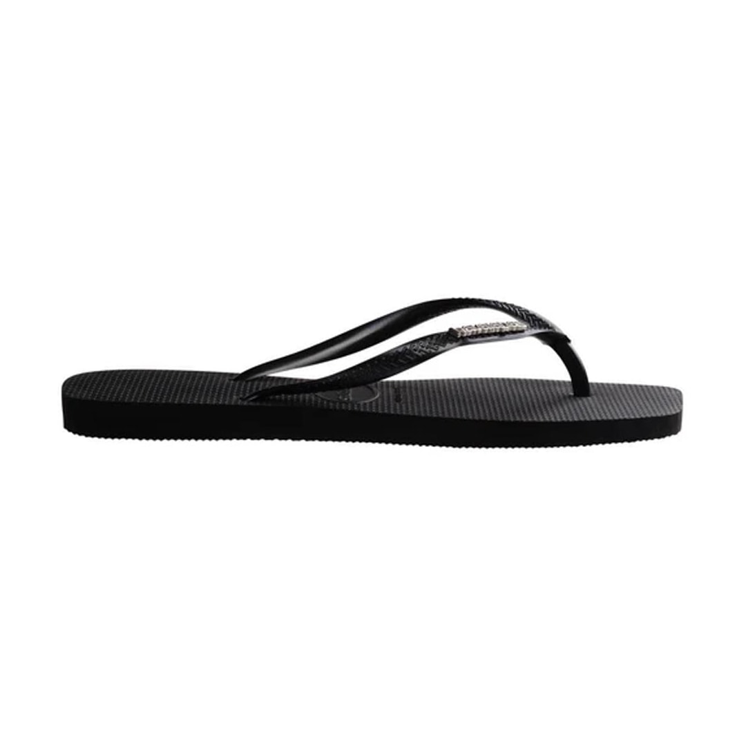 Chinelo Havaianas Slim Square Logo Metallic Preto