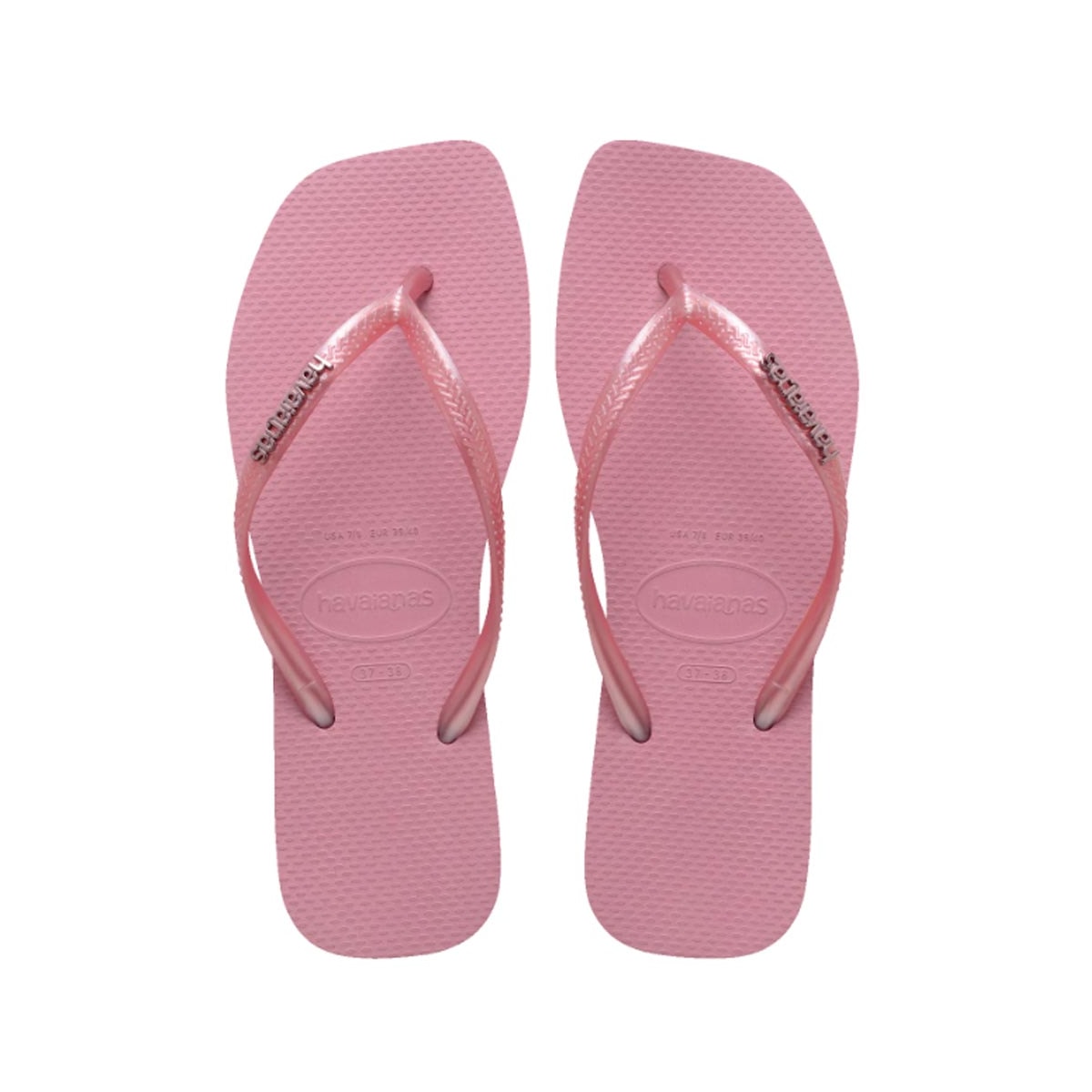 Chinelo Havaianas Slim Square Logo Metallic Rosa Chiffon Chinelo Havaianas Slim Square Logo Metallic Rosa Chiffon
