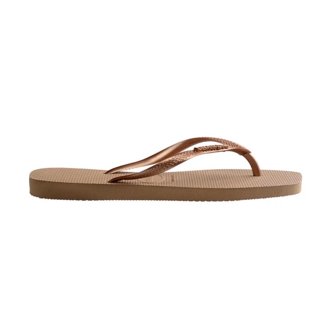 Chinelo Havaianas Slim Square Logo Metallic Rose Gold Chinelo Havaianas Slim Square Logo Metallic Rose Gold