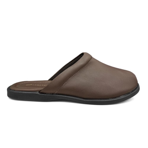 Detalhe - Chinelo Italianinho Masculino Couro 107302273 Cafe