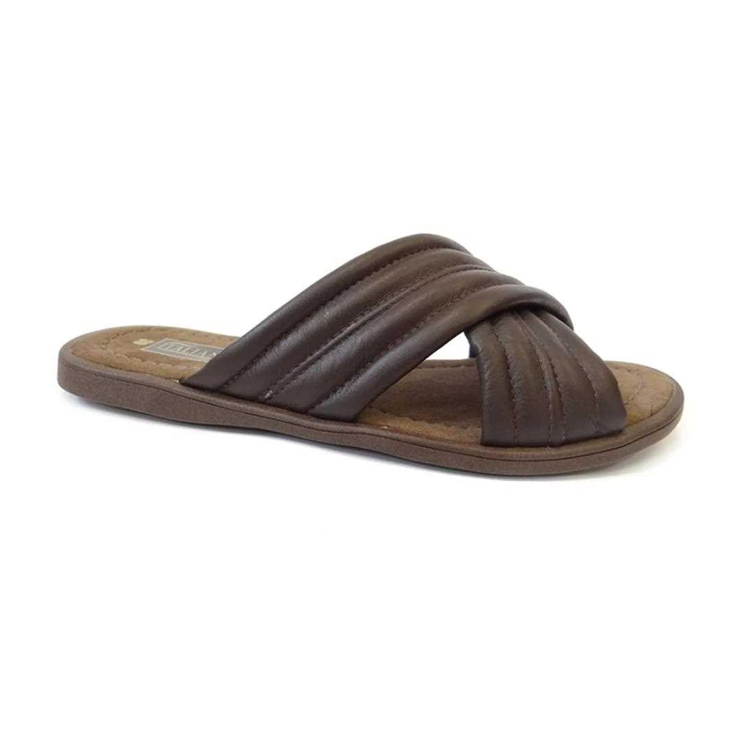 Chinelo Italianinho Masculino de Couro 73105 Cafe