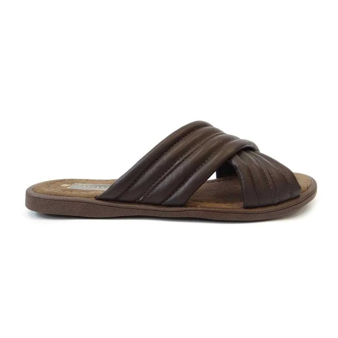 Chinelo Italianinho Masculino de Couro 73105 Cafe