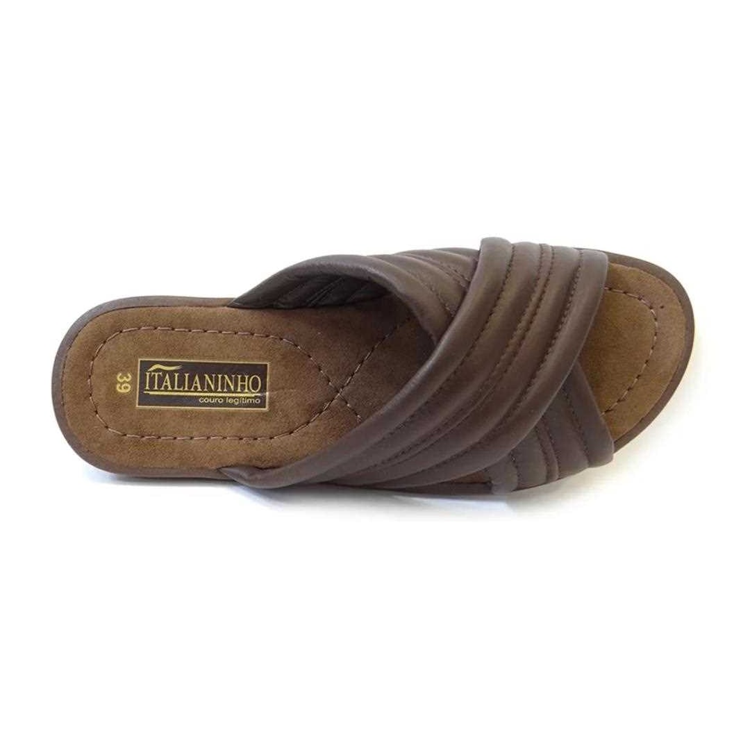 Chinelo Italianinho Masculino de Couro 73105 Cafe