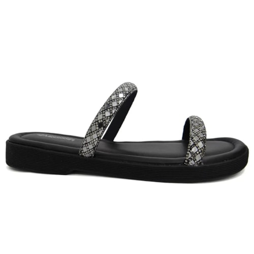 Chinelo Mississipi Flatform Mi371 Pewter/Preto