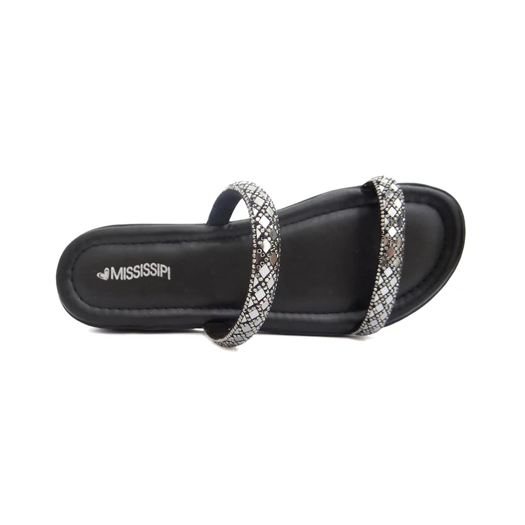 Chinelo Mississipi Flatform Mi371 Pewter/Preto