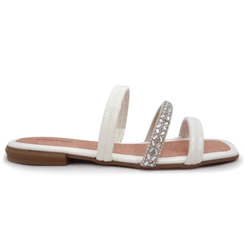 Chinelo Mississipi Rasteira Q7271 Branco/Cristal