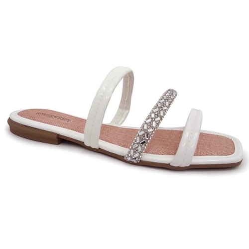 Chinelo Mississipi Rasteira Q7271 Branco/Cristal