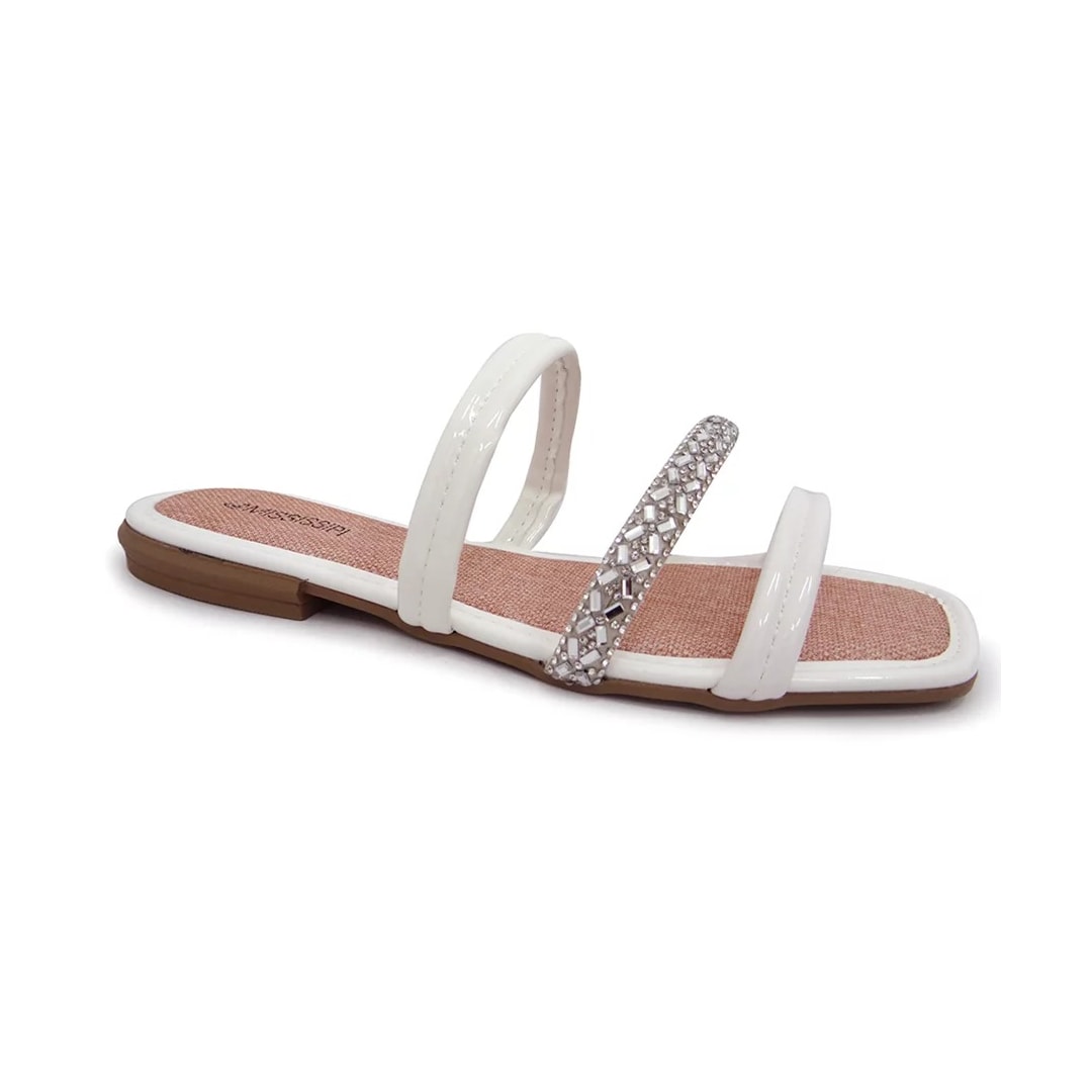 Chinelo Mississipi Rasteira Q7271 Branco/Cristal