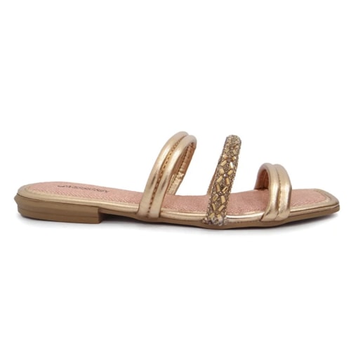 Chinelo Mississipi Rasteira Q7271   Rose/Ouro Velho