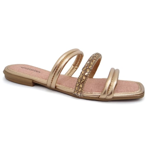 Chinelo Mississipi Rasteira Q7271   Rose/Ouro Velho