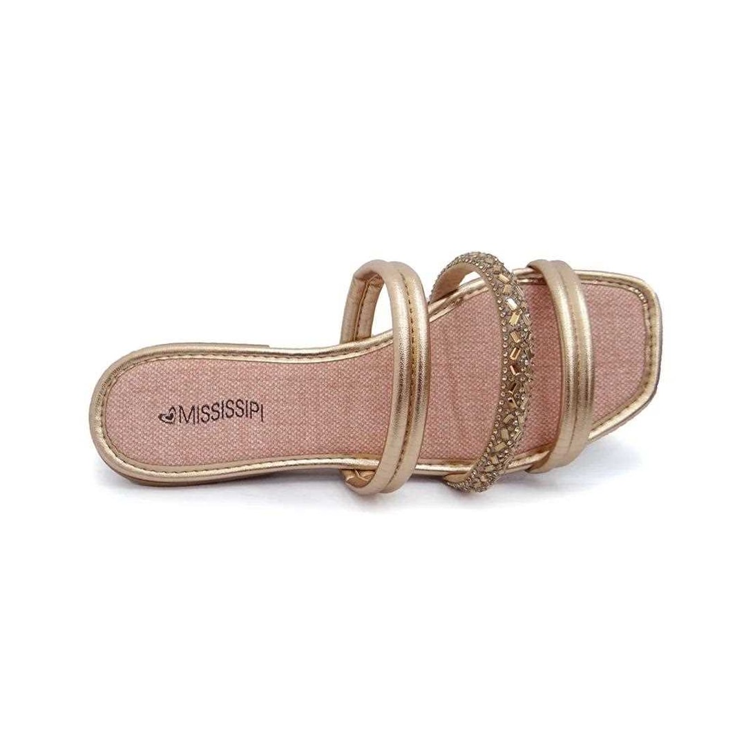 Chinelo Mississipi Rasteira Q7271   Rose/Ouro Velho