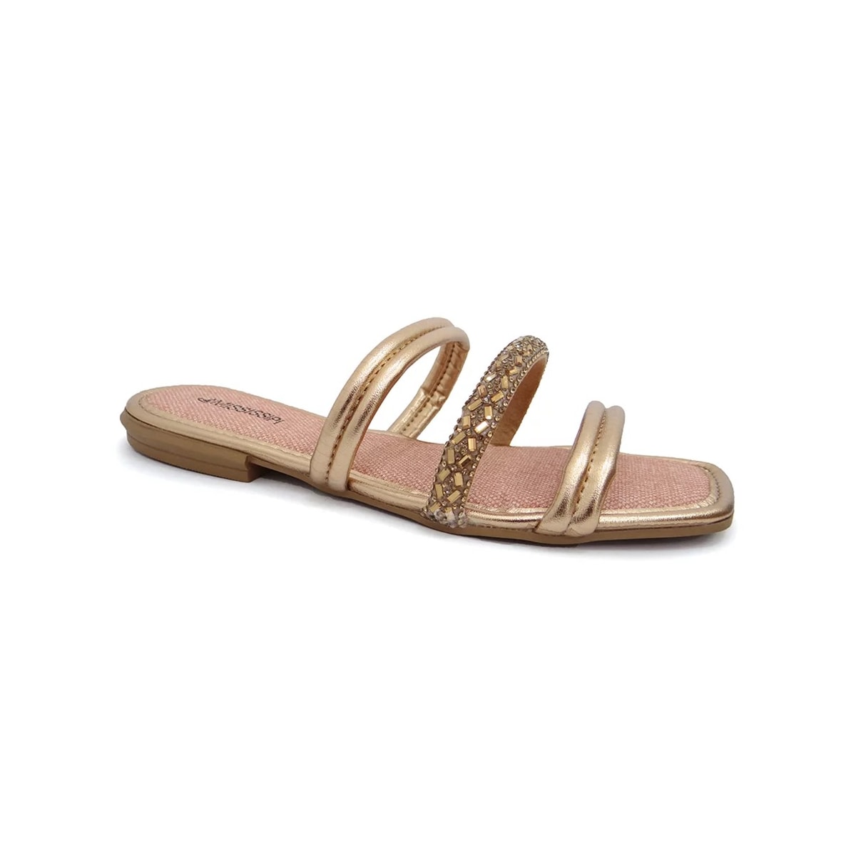 Chinelo Mississipi Rasteira Q7271 Rose/Ouro Velho Chinelo Mississipi Rasteira Q7271 Rose/Ouro Velho