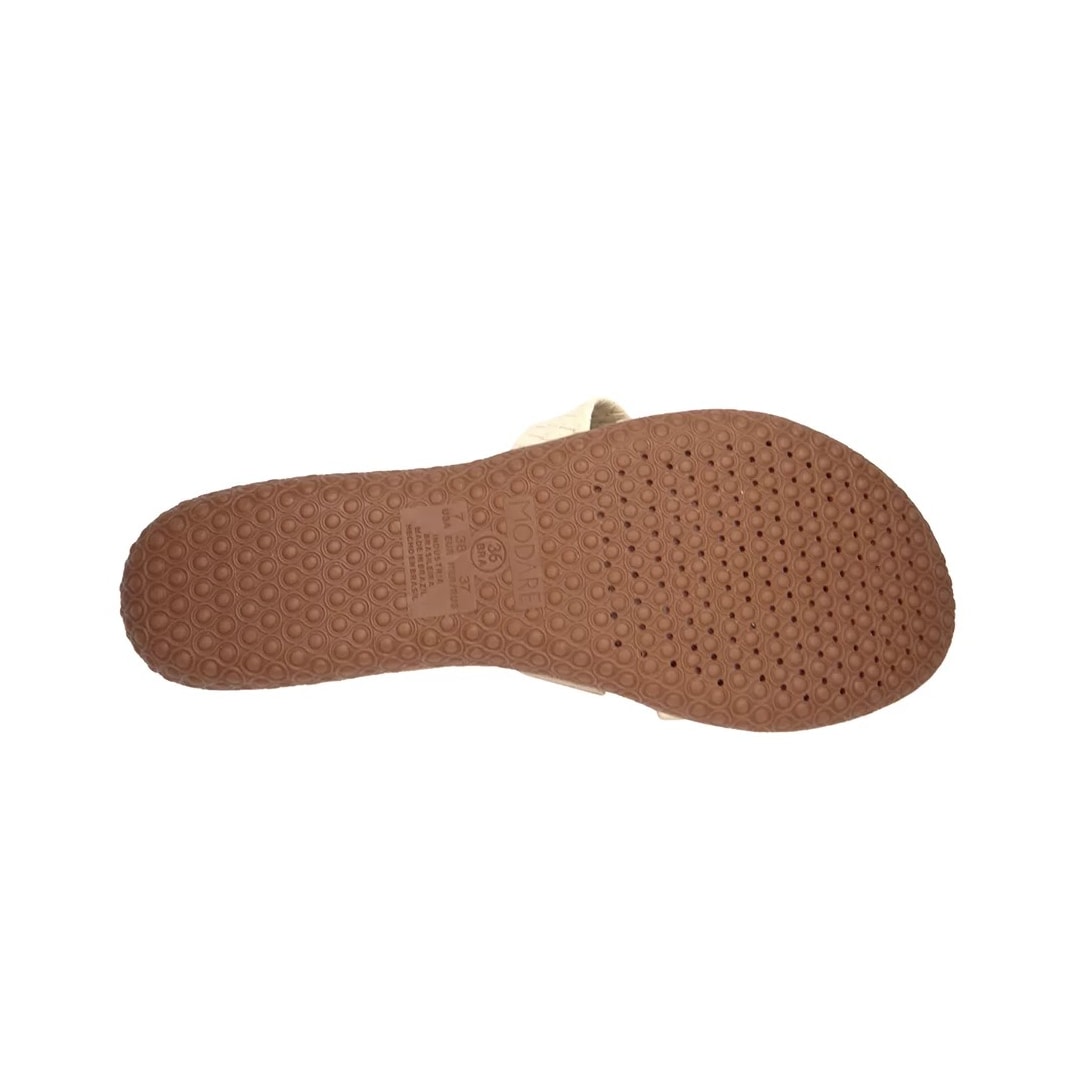 Chinelo Modare Rasteira Conforto 7125.200 Creme/Tan/Dourado