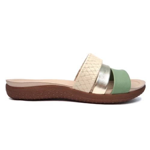 Chinelo Modare Rasteira Conforto 7125.200 Creme/Verde Alecrim/