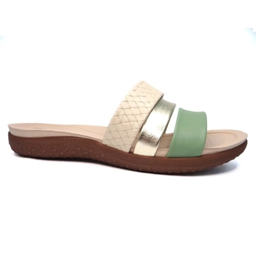 Chinelo Modare Rasteira Conforto 7125.200 Creme/Verde Alecrim/