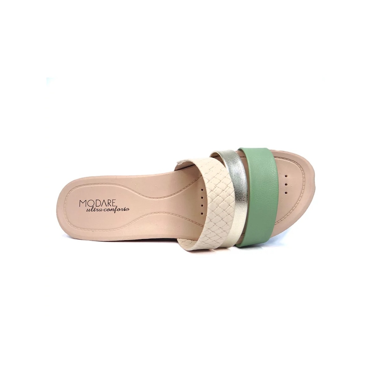 Chinelo Modare Rasteira Conforto 7125.200 Creme/Verde Alecrim/ Chinelo Modare Rasteira Conforto 7125.200 Creme/Verde Alecrim/
