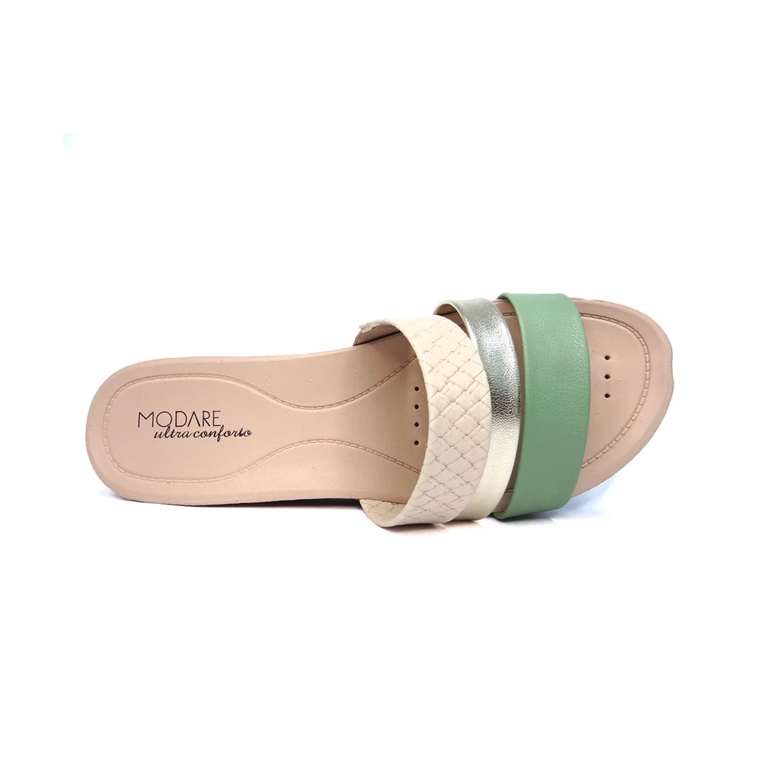 Chinelo Modare Rasteira Conforto 7125.200 Creme/Verde Alecrim/
